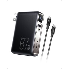 Portable Charger Power Bank - 2-in-1 Hybrid Charger, 10000mAh 22.5W USB-C Portable Phone Charger with 87W Wall Charger, Portable Battery Pack Charger for iPhone, iPad, MacBook, Samsung, Laptops