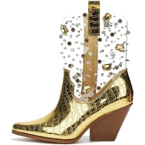 Cape Robbin Chriena Cowboy Boots Women, Rhinestone Cowgirl Boots for Women, Glittery Stylish Western Outfit for Women