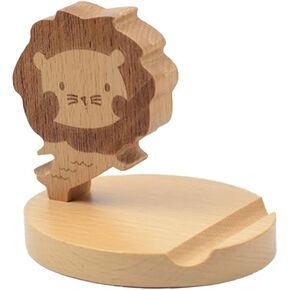 Cell Phone Tablet Wooden Stand Dock Holder Cradle Mount Organizer Charger Station Table Desk Room Office School Kitchen Non-Slip Wood (Dog)