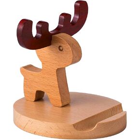 Cell Phone Tablet Wooden Stand Dock Holder Cradle Mount Organizer Charger Station Table Desk Room Office School Kitchen Non-Slip Wood (Dog)