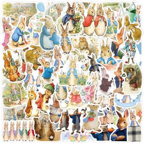55pcs Peter Rabbit Stickers Aesthetic Stickers Waterproof Stickers Luggage Skateboard Water Bottle Stickers Decal Bicycle Bumper Snowboard Decorate Gift.