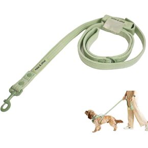 Heavy Duty Dog Leash with Attached Poop Bag Holder - 2 Control Loops Perfect for Small, Medium or Large Dogs | archie & alfred (Black)
