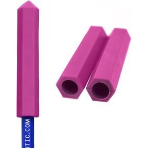 ARK's Krypto-Bite Pencil Topper Chewable Tubes - Made in USA (3 Pack of Soft for MILD Chewing, Magenta)