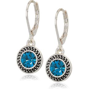 Handmade Swarovski Crystal Leverback Earrings For Women, Silver Stainless Steel Dangle Earrings with Charm Pierced Lightweight Dangling Bohemian Teen Girls Small Hoop Earrings