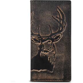 HoJ Co. BASS FISH Long Wallet For Men | Full Grain Leather with Hand Burnished Finish | Long Bifold Wallet | Rodeo Wallet | Bass Fisherman Gift
