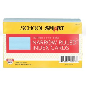 School Smart Ruled Index Cards, 3 x 5 Inches, White, Pack of 100