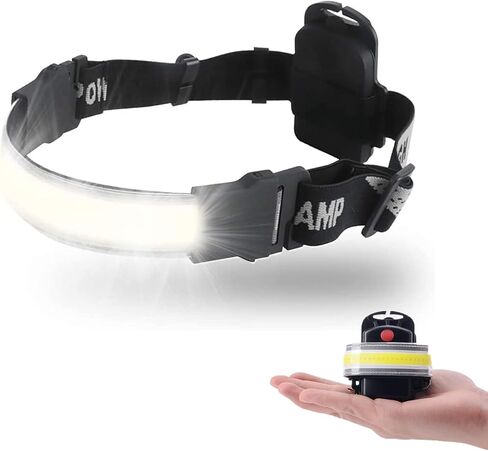 WINDFIRE 6000 Lumen Headlamp LED, Super Bright 180° COB Headlight Strip, Wide Beam Ultra Light Waterproof Head Lamp Helmet Light for Adults Kids, Running, Camping, Cycling in Kuwait