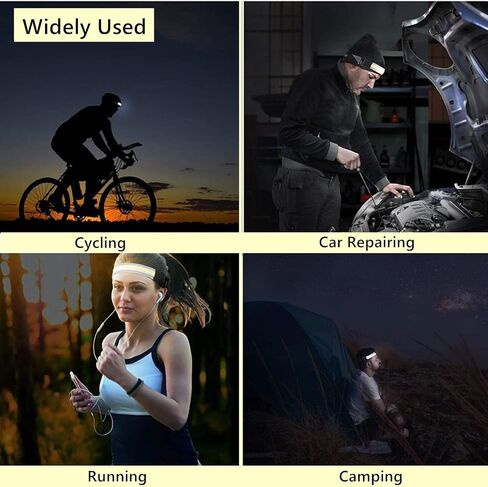 WINDFIRE 6000 Lumen Headlamp LED, Super Bright 180° COB Headlight Strip, Wide Beam Ultra Light Waterproof Head Lamp Helmet Light for Adults Kids, Running, Camping, Cycling in Kuwait