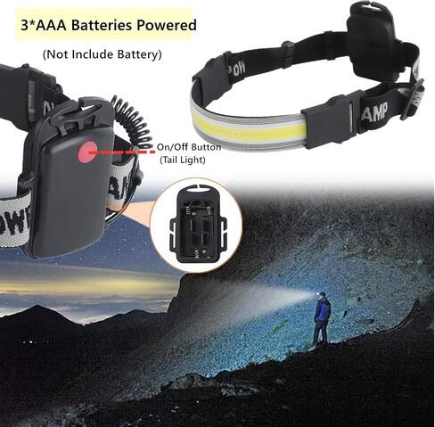 WINDFIRE 6000 Lumen Headlamp LED, Super Bright 180° COB Headlight Strip, Wide Beam Ultra Light Waterproof Head Lamp Helmet Light for Adults Kids, Running, Camping, Cycling in Kuwait