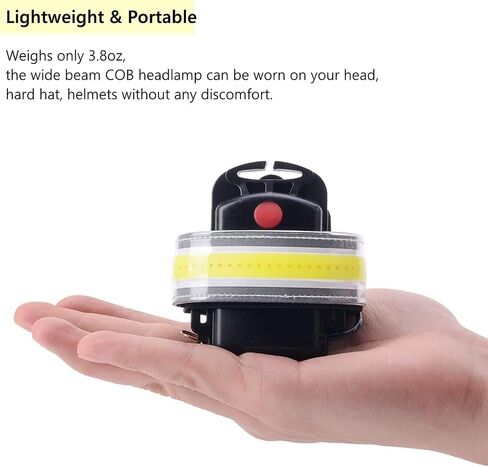 WINDFIRE 6000 Lumen Headlamp LED, Super Bright 180° COB Headlight Strip, Wide Beam Ultra Light Waterproof Head Lamp Helmet Light for Adults Kids, Running, Camping, Cycling in Kuwait