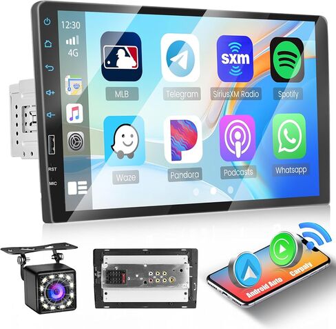 Hikity Single Din Car Stereo Wireless Carplay Android Auto Radio، 9 بوصة شاشة تعمل باللمس مع نظام تحديد المواقع العالمي (GPS) ومرآة وصلة كاميرا احتياطية FM SWC USB in Saudi Arabia