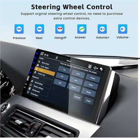 Hikity Single Din Car Stereo Wireless Carplay Android Auto Radio، 9 بوصة شاشة تعمل باللمس مع نظام تحديد المواقع العالمي (GPS) ومرآة وصلة كاميرا احتياطية FM SWC USB in Saudi Arabia