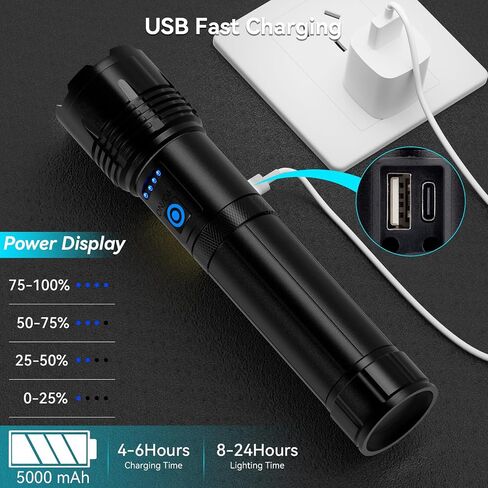 Rechargeable Flashlights 2 Pack,900000 High Lumens Super Bright Led Flashlight, Tactical Flashlight with 7 Modes Waterproof IPX6,Flashlights for Home Camping Hiking in Saudi Arabia