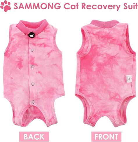 SAWMONG Cat Surgery Recovery Suit,Breathable Cat Onesie After Surgery Spay Surgical,E-Collar Alternative Non-Lick Pet Body Suit Purple L in Kuwait