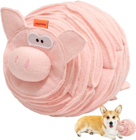 MEWOOFUN Snuffle Ball with Squeaky Features, Interactive Dog Toy - Enrichment Toys for Smart Dogs, Mentally Stimulating, Boredom Busters (Lamb) in Saudi Arabia