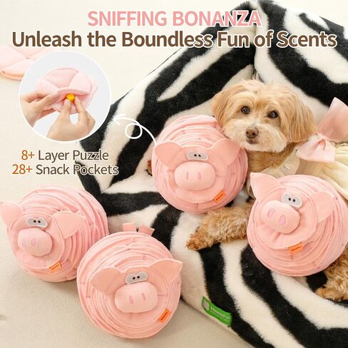 MEWOOFUN Snuffle Ball with Squeaky Features, Interactive Dog Toy - Enrichment Toys for Smart Dogs, Mentally Stimulating, Boredom Busters (Lamb) in Saudi Arabia