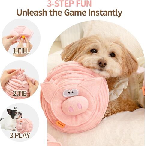 MEWOOFUN Snuffle Ball with Squeaky Features, Interactive Dog Toy - Enrichment Toys for Smart Dogs, Mentally Stimulating, Boredom Busters (Lamb) in Saudi Arabia