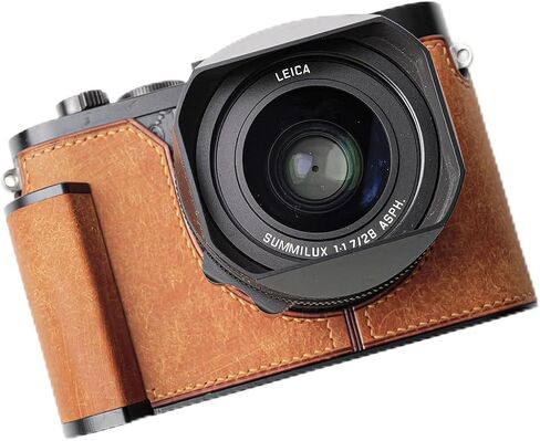 Camera Specialized Genuine Leather Half Case Suitable for Leica Q2 - Top Layer Cowhide Body + Metal Base Plate + Hand Shank 3-in-1 Design (Black) in Saudi Arabia