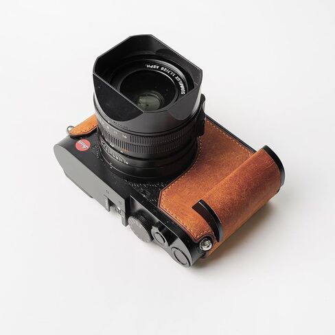 Camera Specialized Genuine Leather Half Case Suitable for Leica Q2 - Top Layer Cowhide Body + Metal Base Plate + Hand Shank 3-in-1 Design (Black) in Saudi Arabia