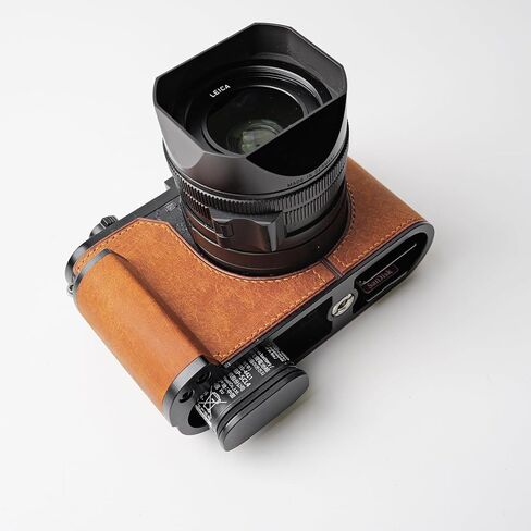 Camera Specialized Genuine Leather Half Case Suitable for Leica Q2 - Top Layer Cowhide Body + Metal Base Plate + Hand Shank 3-in-1 Design (Black) in Saudi Arabia