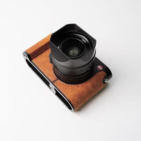 Camera Specialized Genuine Leather Half Case Suitable for Leica Q2 - Top Layer Cowhide Body + Metal Base Plate + Hand Shank 3-in-1 Design (Black) in Saudi Arabia