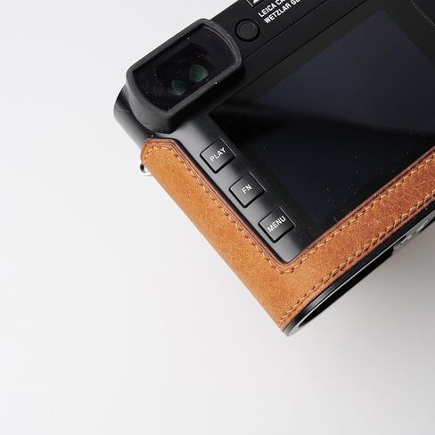 Camera Specialized Genuine Leather Half Case Suitable for Leica Q2 - Top Layer Cowhide Body + Metal Base Plate + Hand Shank 3-in-1 Design (Black) in Saudi Arabia