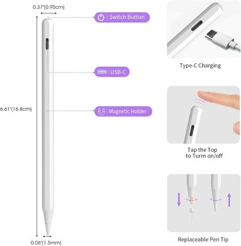 Stylus Pen for Apple iPad Air Pencil 5th/4th/3rd Generation. - Pen for iPad Air 2024 M2 Gen Palm Rejection for Apple iPad Pencil Compatible 2018-2024, iPad Mini 6th 5th, iPad Pro 11/12.9/13-inch in Saudi Arabia