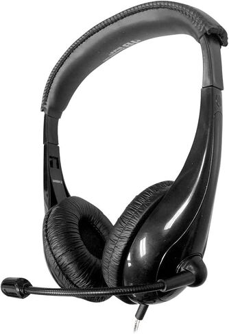 HamiltonBuhl Motive8 Mid-Sized Multimedia Headset with in-line Volume Control, Black in Saudi Arabia
