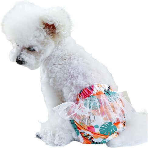 Small Dog Sanitary Panties, Lace Washable Reusable Cute Puppy Panties Pet Underwear Diaper Physiological Shorts for Female Girls Dogs(Yellow Plaid,S in Kuwait