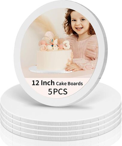 Cake Boards 12 Inch Round - Sturdy 1/2 Inch Cake Drum, 12 Inch Cake Boards,Corrugated Cake Base Cake Drums for Multi-Layer Cakes, White, 3 Pcs in Kuwait