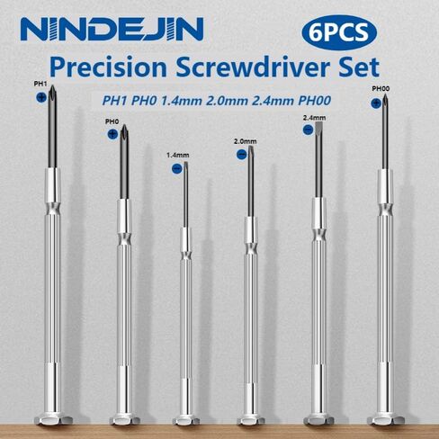 NINDEJIN 6 PCS Precision Screwdriver Set, Flat Head and Philips Head Screwdriver Sets, With 6 Different Sizes, Suitable for repairing precision items such as electronic products, watches, calculators in Saudi Arabia