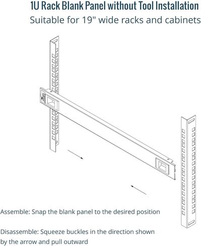 لوحة فارغة 1U، لوحة فارغة على حامل صلب، لوحة تثبيت على حامل لحاوية/خزانة حامل شبكة خادم 19 بوصة، تركيب بدون أدوات، أسود (10 عبوات) in Kuwait