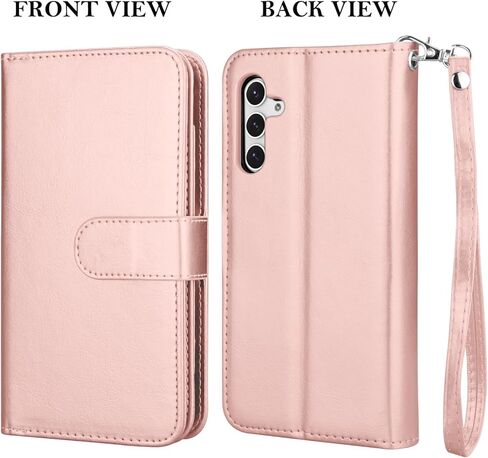 حافظة محفظة Takfox لهاتف سامسونج جالاكسي S24 بلس، حافظة جالاكسي S24 بلس، حافظة هاتف حامل بطاقة الائتمان من جلد البولي يوريثان [9 فتحات للبطاقات] غطاء مغناطيسي قابل للفصل ومسند وحزام حمل - ذهبي وردي in Kuwait