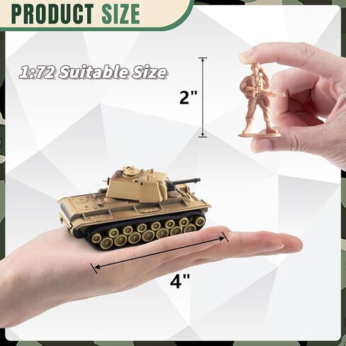 1:72 US Army Tank ＆ Army Men Toys Playset, includes 2pc US Tank-7 Models with 10pc Toy Soldiers, Desert Tan and Olive Drab Green, Perfect Military Toy for Boys in Saudi Arabia