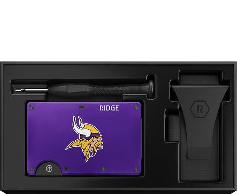 محفظة The Ridge NFL - Atlanta Falcons - محفظة نحيفة، حامل بطاقات، تحمل ما يصل إلى 12 بطاقة آمنة RFID، كتل قارئات الرقائق، محفظة صغيرة مع حزام للنقود ومشبك نقود إضافي in Kuwait