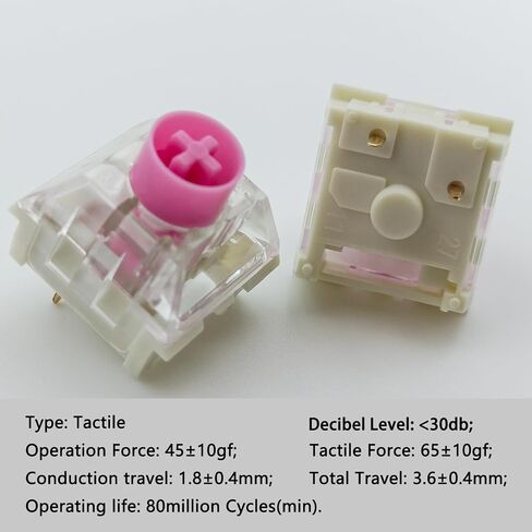 Zjmehty Silent Keyboard Switches,Kailh Box Silent Pink Switches for Mechanical Keyboard,3-pin 35gf Linear/Typing&Gaming/Waterproof Switches(Mute Pink,108Pcs) in Saudi Arabia