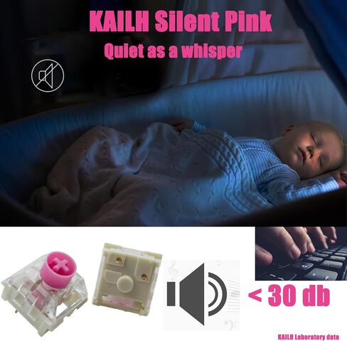 Zjmehty Silent Keyboard Switches,Kailh Box Silent Pink Switches for Mechanical Keyboard,3-pin 35gf Linear/Typing&Gaming/Waterproof Switches(Mute Pink,108Pcs) in Saudi Arabia