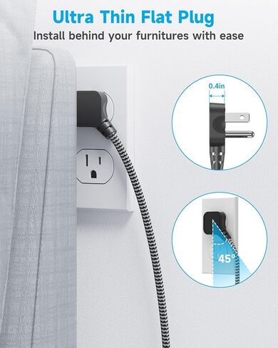 شواحن USB C بقدرة 45 وات لأجهزة متعددة، محطة شحن Waksmart مع حماية من زيادة التيار (2800J)، سلك مضفر بطول 5 أقدام، 8 منافذ تيار متردد، 6 منافذ USB لأجهزة MacBook، وأجهزة الكمبيوتر المحمولة، وiPad، وiPhone، وETL مدرجة in Kuwait