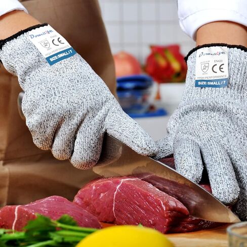 Dowellife Cut Resistant Gloves Food Grade Level 5 Protection, Safety Kitchen Cuts Gloves for Oyster Shucking, Fish Fillet Processing, Mandolin Slicing, Meat Cutting and Wood Carving. (X-Large) in Kuwait