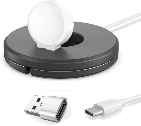 Portable Wireless Charger Stand for Samsung Watch Series-Classic Watch 6 5 4 Active 2(40mm to 46mm),Galaxy Charger Holder Travel Charging Dock(Black) in Saudi Arabia