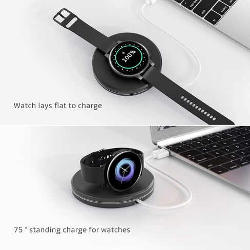 Portable Wireless Charger Stand for Samsung Watch Series-Classic Watch 6 5 4 Active 2(40mm to 46mm),Galaxy Charger Holder Travel Charging Dock(Black) in Saudi Arabia