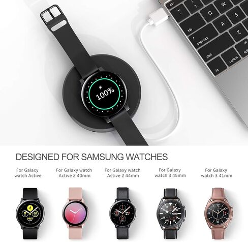 Portable Wireless Charger Stand for Samsung Watch Series-Classic Watch 6 5 4 Active 2(40mm to 46mm),Galaxy Charger Holder Travel Charging Dock(Black) in Saudi Arabia