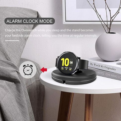 Portable Wireless Charger Stand for Samsung Watch Series-Classic Watch 6 5 4 Active 2(40mm to 46mm),Galaxy Charger Holder Travel Charging Dock(Black) in Saudi Arabia