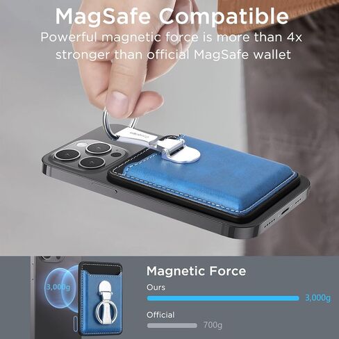 for MagSafe Wallet, Leather Magnetic Phone Wallet with Ring Holder Stand, Compatible with iPhone 15/14/13/12 Series, 3 Card Holder in Saudi Arabia