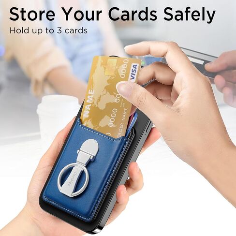 for MagSafe Wallet, Leather Magnetic Phone Wallet with Ring Holder Stand, Compatible with iPhone 15/14/13/12 Series, 3 Card Holder in Saudi Arabia