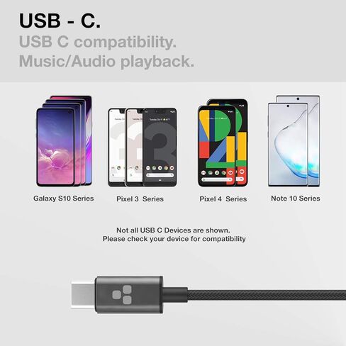 كابل Bolle & Raven USB-C Aux (من النوع C إلى 3.5 مم) سلك USBC متين وخالي من التشابك إلى ذكر مساعد 3.5 مم (وصلة صوتية لمقبس السيارة وسماعات الرأس ومكبرات الصوت) أسود in Kuwait
