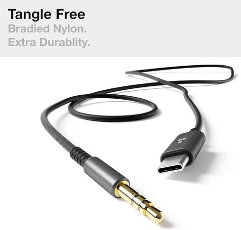 كابل Bolle & Raven USB-C Aux (من النوع C إلى 3.5 مم) سلك USBC متين وخالي من التشابك إلى ذكر مساعد 3.5 مم (وصلة صوتية لمقبس السيارة وسماعات الرأس ومكبرات الصوت) أسود in Kuwait