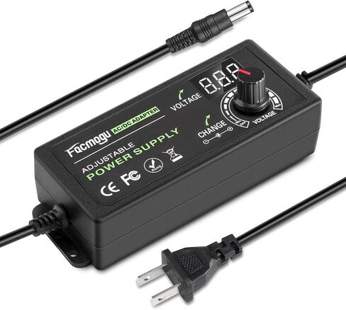 Facmogu AC إلى DC مصدر طاقة قابل للتعديل، 100-240 فولت تيار متردد إلى 3-12 فولت تيار مستمر 24 وات وحدة تحكم في سرعة محول الطاقة، تيار مستمر متغير 3 فولت 5 فولت 9 فولت 12 فولت محول تيار متردد/تيار مستمر عالمي، محول منظم لإمداد الطاقة بمروحة متعددة الجهد in Saudi Arabia