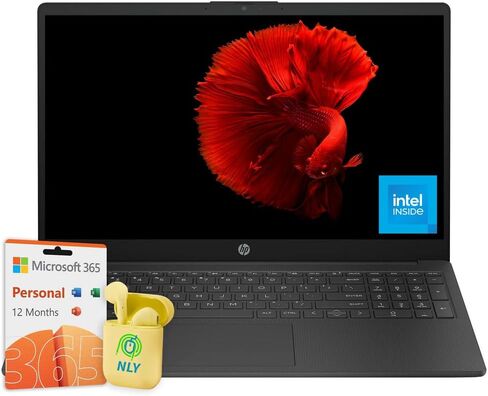 كمبيوتر محمول HP Newest Essential مقاس 15.6 بوصة، معالج Inter N200 رباعي النواة، كمبيوتر محمول Windows 11، ذاكرة الوصول العشوائي 32 جيجابايت، سعة تخزين 384 جيجابايت (128 جيجابايت SSD + بطاقة SD 256 جيجابايت)، لوحة مفاتيح رقمية، مصراع خصوصية الكاميرا، سماع in Saudi Arabia
