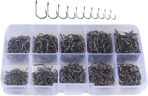 500 Pcs Carbon Steel Fishing Hooks Fishhooks Sharp Fish Hook Fishing Bait Rigs Fishing Tackle Gear with Box for Saltwater Freshwater in Saudi Arabia